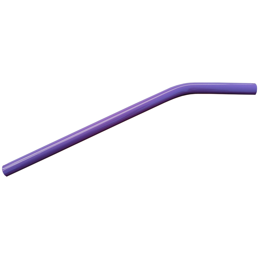 A purple plastic DRS Layback 22.2mm Seat Post with a bend, isolated on a white background.