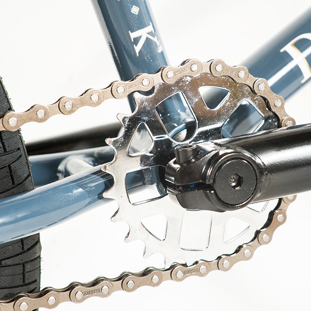 A close up of the Division Reark 20 Inch Bike and chainring on a 20-inch bike, specifically the Division Reark model.