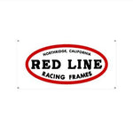 Showcase your Redline pride with the Redline Northridge Banner, featuring a bold red oval and black text reading "Northridge, California Red Line Racing Frames.