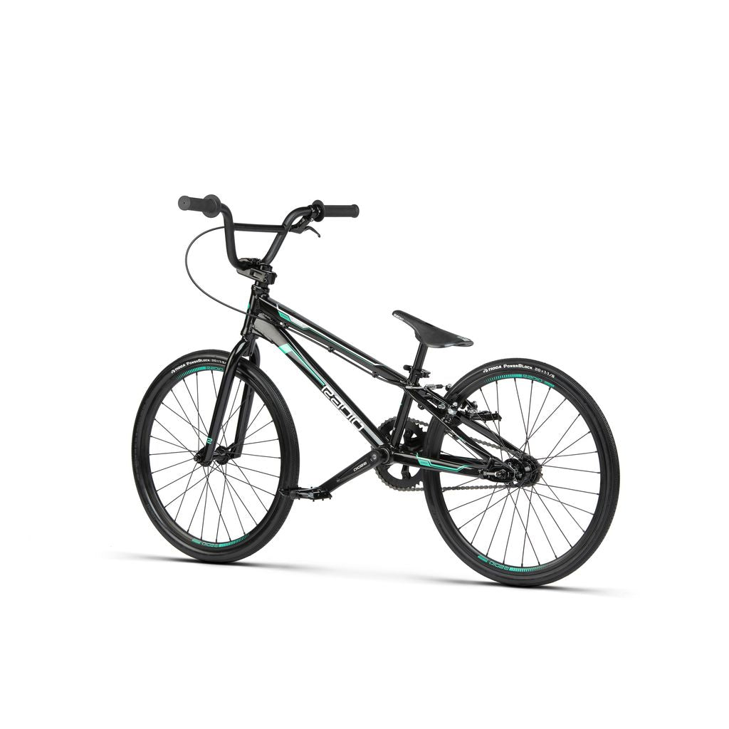 A black and green Radio Xenon Expert Bike on a white background.