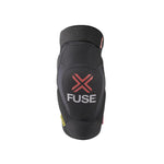 The Fuse Delta DFS Knee Pads (Pair) are black kids’ pads featuring red/white logos, mesh ventilation, anti-bacterial neoprene, and protective padding—perfect protective gear for active children.