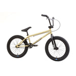 The Sunday Primer 18 Inch Bike (2025) is a gold BMX with black handlebars, seat, pedals, and wheels. It features pro-style frame geometry and is shown on a white background.