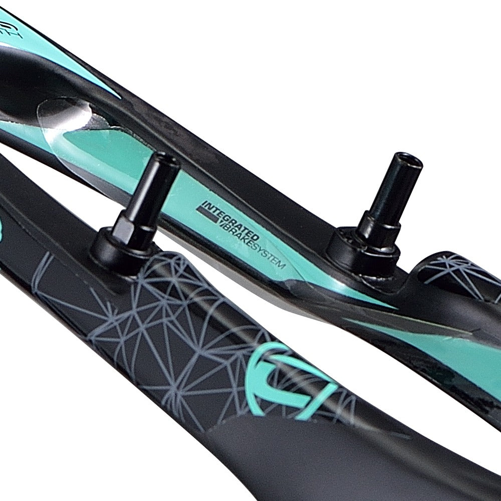 A pair of Chase ACT 1.2 Carbon BMX Race Frame Pro XXL+ with a black and green design featuring Advanced Carbon Technology.