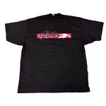 Black Animal SLAPZ Tee with a rectangular red and white logo featuring the word "Supreme" in gray graffiti-style text on the chest, designed by Atlanta-based illustrator Freako Rico as part of a limited line.