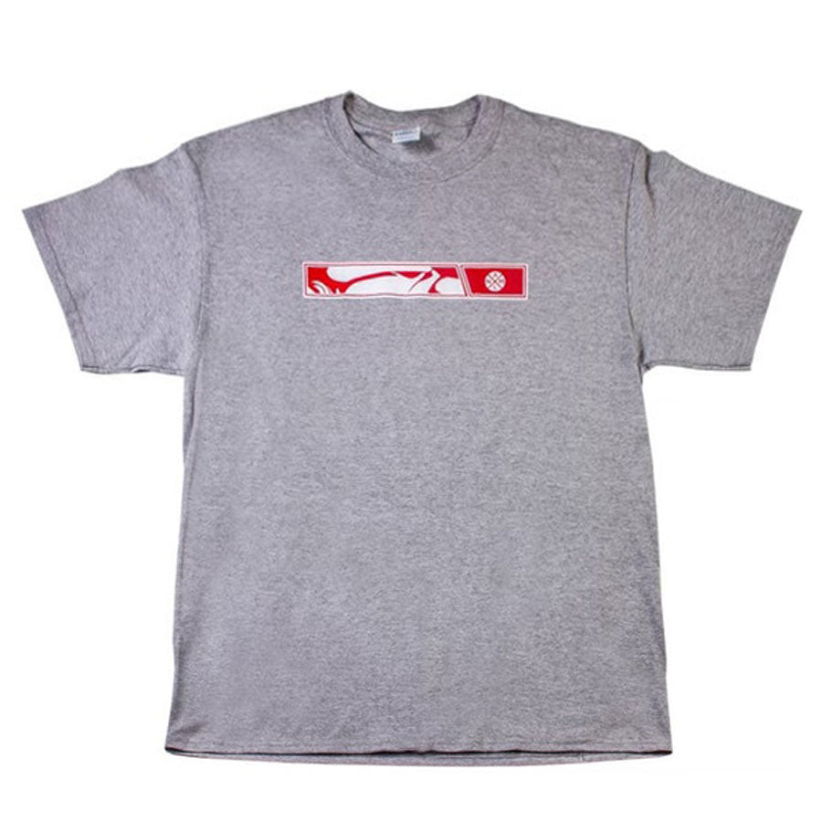 A grey Animal GLH shirt with a red screen printed logo on soft ring-spun cotton.