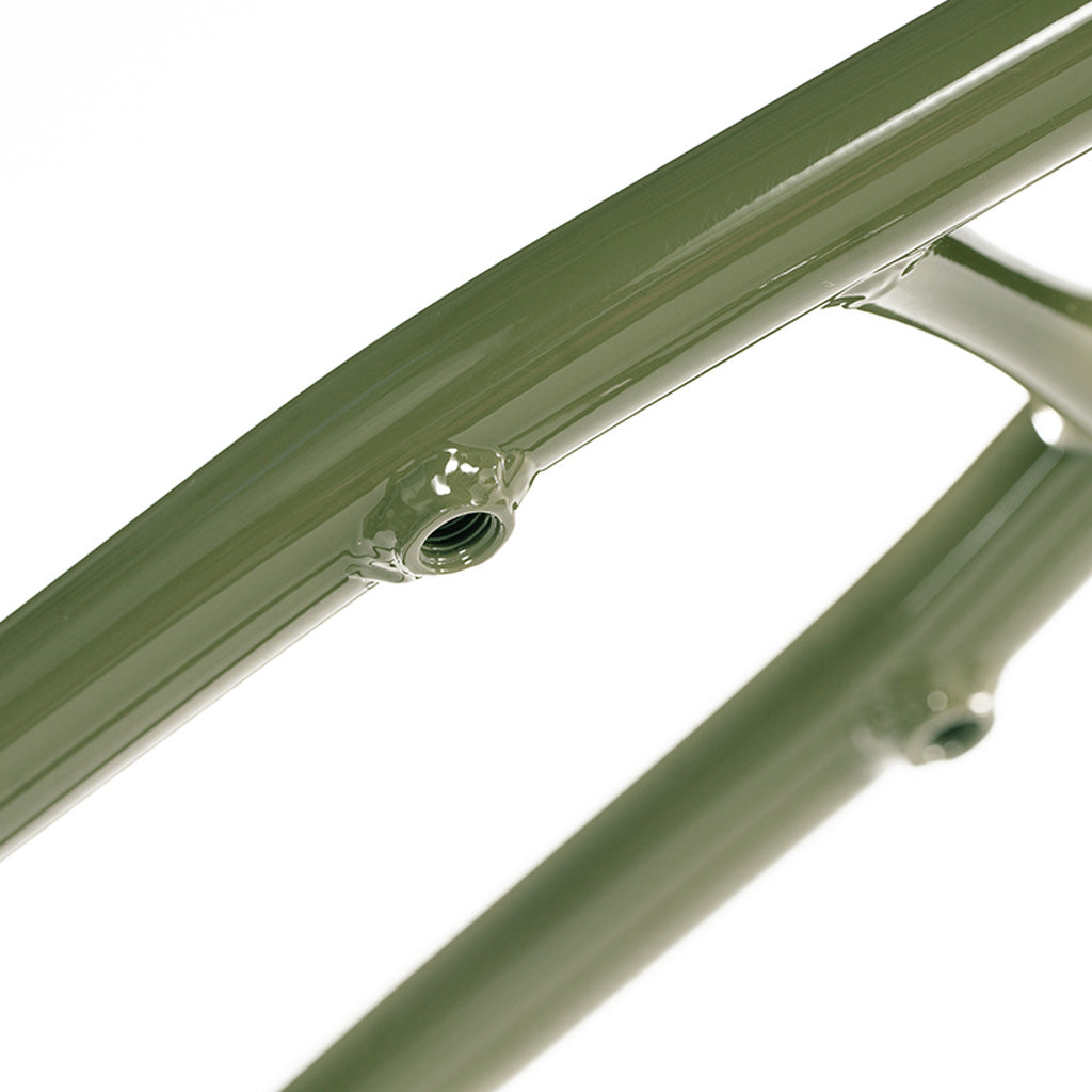 A close up of a green Colony 2024 Sweet Tooth Frame bicycle frame.