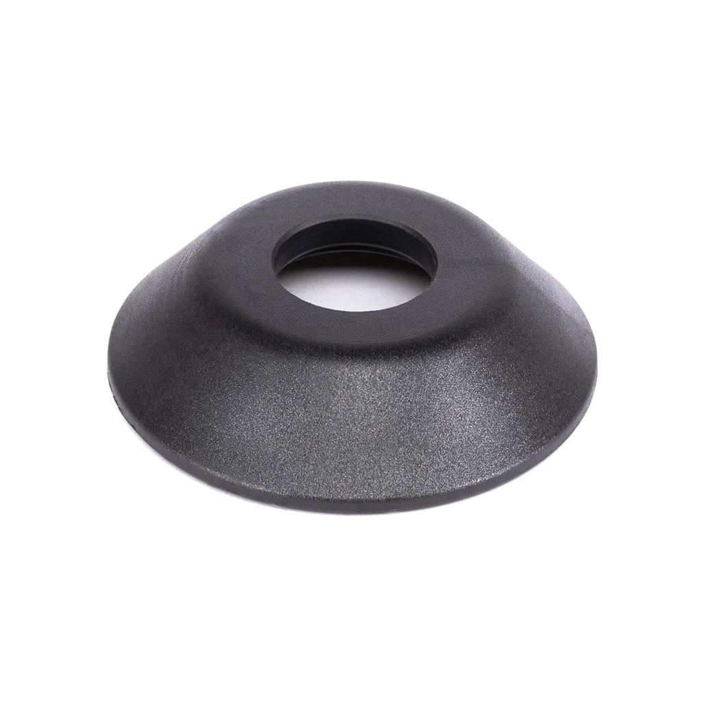 Black, cone-shaped nylon WETHEPEOPLE Helix/Hybrid Rear Hub Guard with a center hole for buttery grinding.