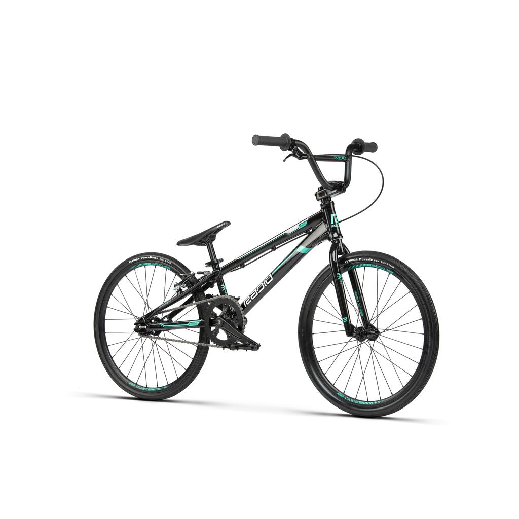 A black and blue Radio Xenon Expert BMX race bike.