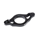 The Radio Aeon Gyro Rotor Plate is a black metal MTB gyro plate, CNC machined from 6061-T6 alloy, featuring two side mounting holes and "RADIO" engraved on the edge, shown isolated on a white background.