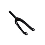 The Box One X2 Pro 20 Inch 20mm Carbon Fork features a sleek black design with a glossy finish, visible sockets for effortless wheel attachment, and a chromoly steerer tube. Engineered with precision, it is compatible with a 20mm thru-axle, making it an excellent choice for BMX carbon fork enthusiasts who prioritize performance and style.