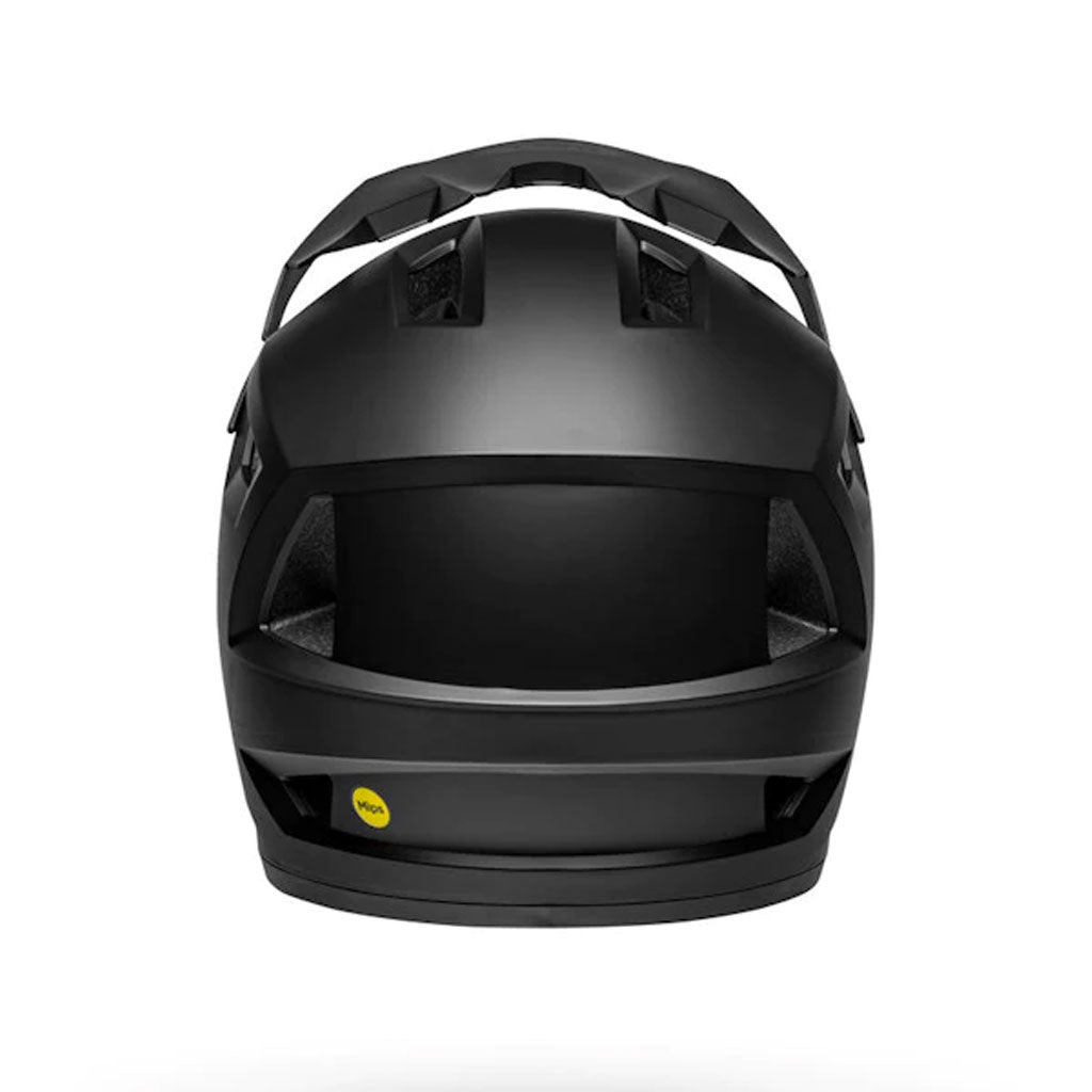 A Bell Sanction 2 DLX MIPS Alpine Matte Black helmet with ventilation features on a white background.