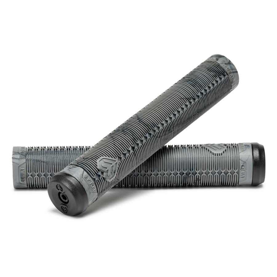 A pair of Eclat Shogun Grips in black and gray, featuring VEX20 rubber, showcased on a clean white background.