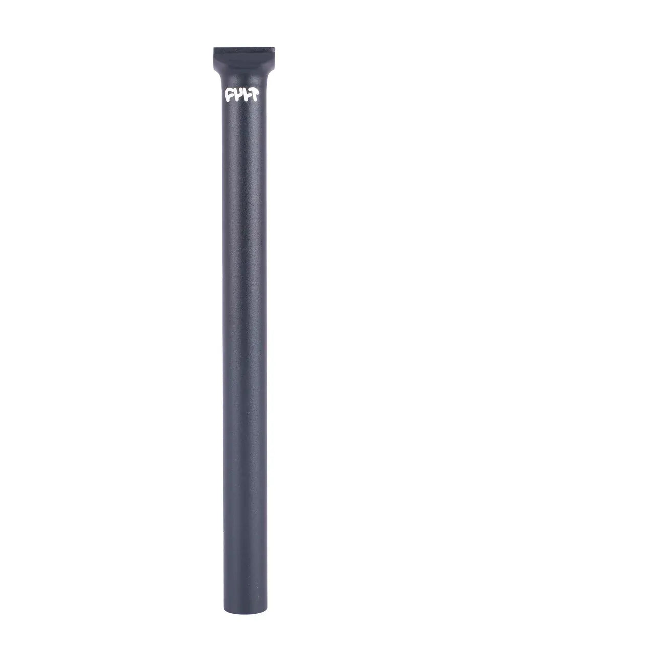 The Cult Pivotal Seat Post, designed for BMX enthusiasts, is made from premium 6061 alloy and showcases the signature Cult logo near the top. It stands out stylishly against a white background, offering both durability and allure.