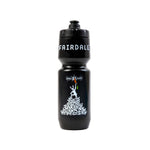The Fairdale Vanquish Water Bottle is a black, BPA-free bottle with "FAIRDALE" printed at the top, featuring a person standing on hands below a star and the phrase "ONWARD AND UPWARD.