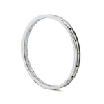 The Cult Match V2 Rim is a metallic 6061-T6 aluminium BMX rim with evenly spaced spoke holes around its circumference, shown standing upright on a white background.
