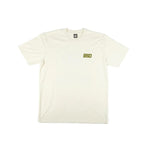 The BSD We Here Forever T-Shirt is a plain off-white cotton tee with a small olive green "BSD" logo on the left chest. Its lightweight fabric ensures everyday comfort.