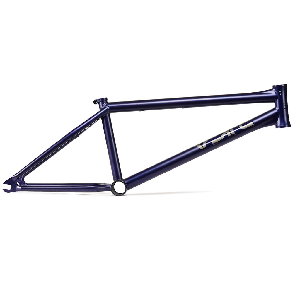 The Wethepeople ARC Frame (Murray Loubser) is a metallic blue BMX street frame with responsive geometry and a compact, minimalist design, crafted from hydroformed 4130 CrMo, shown against a white background.