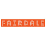 The Fairdale Handy Banner is a rectangular orange vinyl banner with "FAIRDALE" in large, white outlined letters and diagonal lines. Featuring four corner holes for easy hanging, it's weather-resistant—ideal for workshop decor.
