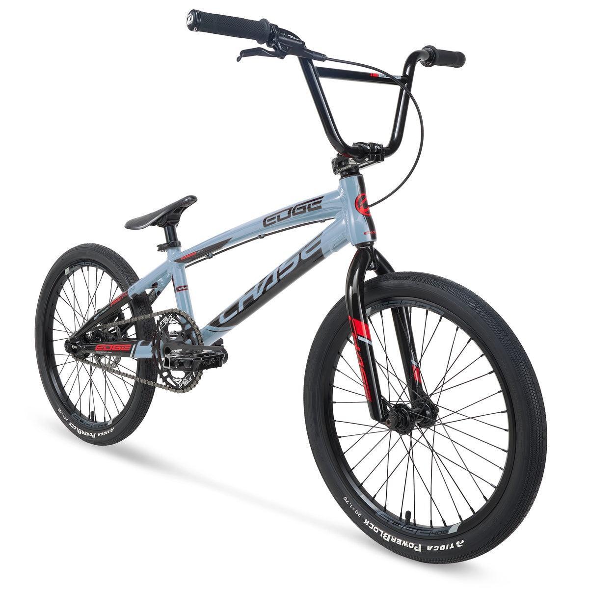 The Chase Edge Pro L Bike (2026) features a light blue BMX frame, black handlebars and wheels, with red accents, displayed from a front-side angle on a white background.