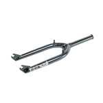 The Colony Guardian 20 Inch Forks w/ Brake Mounts are black with a glossy finish, featuring heat-treated CrMo construction, front wheel dropouts, and a steerer tube for frame connection.