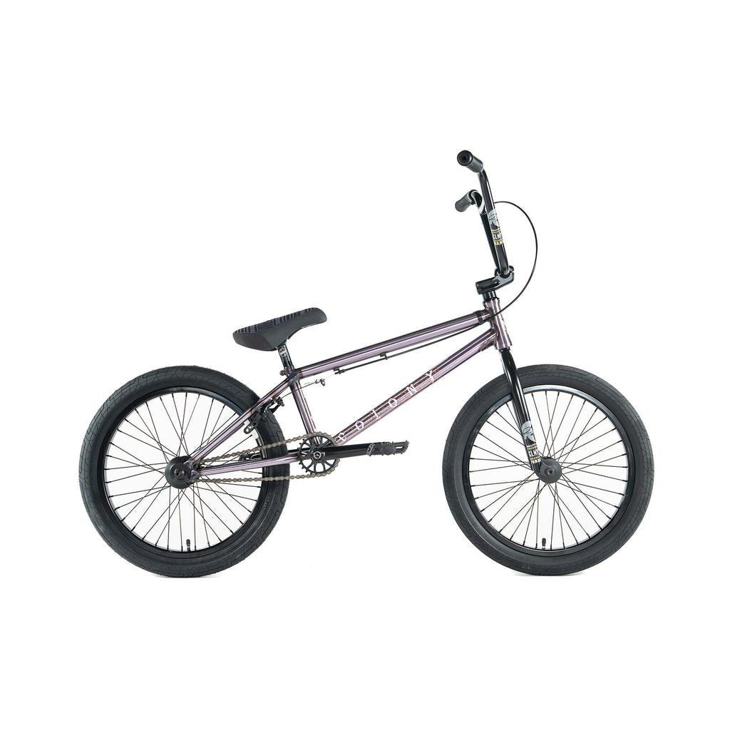 A Colony Rico Elite 20 Inch Bike featuring a purple metallic CrMo frame with black seat, handlebars, and tires, photographed against a white background.