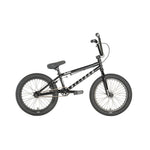 The Division Blitzer 18 Inch Bike for kids, in black, features thick tires, a padded seat, and straight handlebars. It is displayed from the side on a white background.
