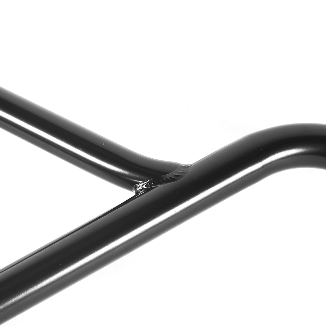 Close-up of Colony Hardy V2 Bars' sleek black metal junction against a white background, showcasing the smooth weld at the connection point.