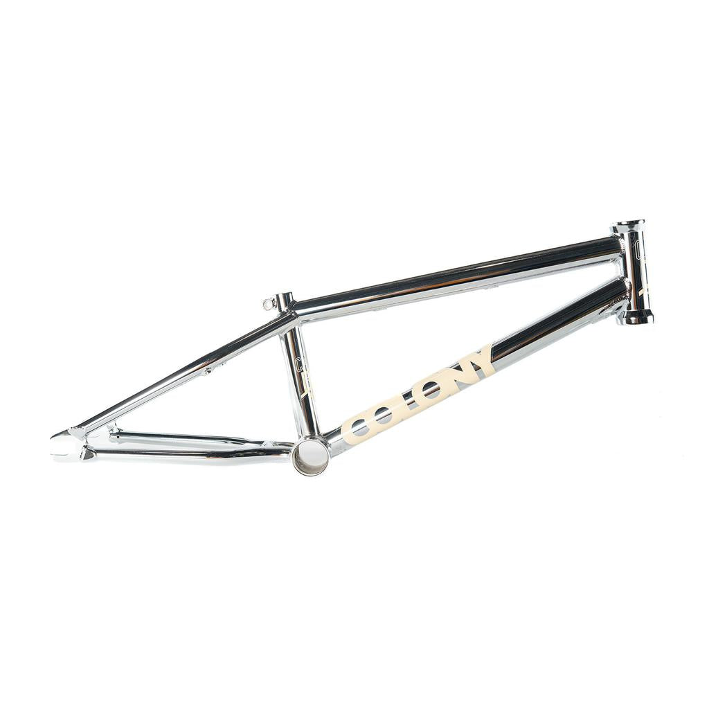 The Colony Cadet 16 Inch Frame in chrome features "Colony" in white letters on the downtube, shown isolated against a white background.