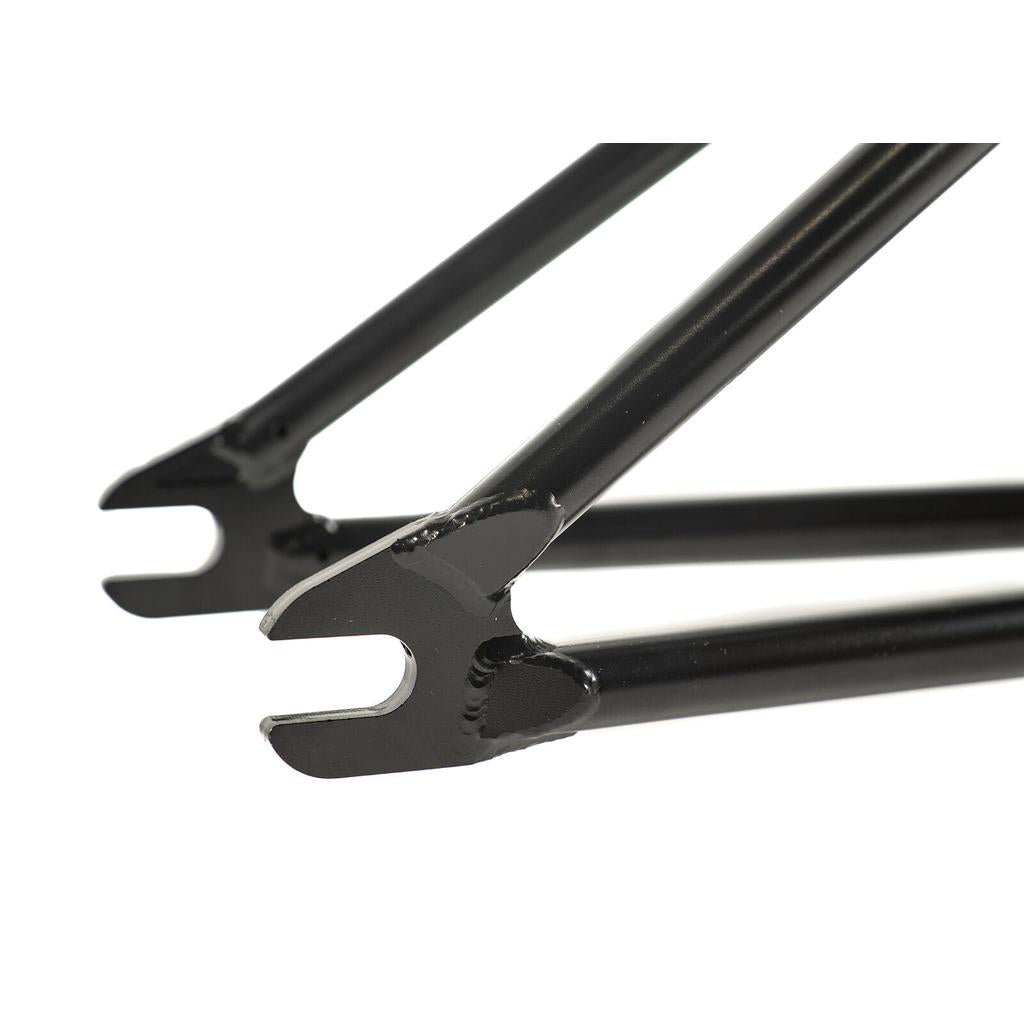 Close-up of the rear dropouts on the Colony Balkan Eagle Frame (Renato Rancso Signature), highlighting the precise slots where the rear wheel axle is mounted on this signature BMX frame.