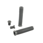 Two black Colony Much Room Flangeless Grips and two black BMX bar ends are displayed on a white background.