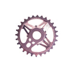 The Colony CC Sprocket is a CNC machined 7075T6 alloy BMX sprocket with 28 teeth and a geometric cutout design, inspired by the Chris Courtenay Sprocket, shown against a white background.