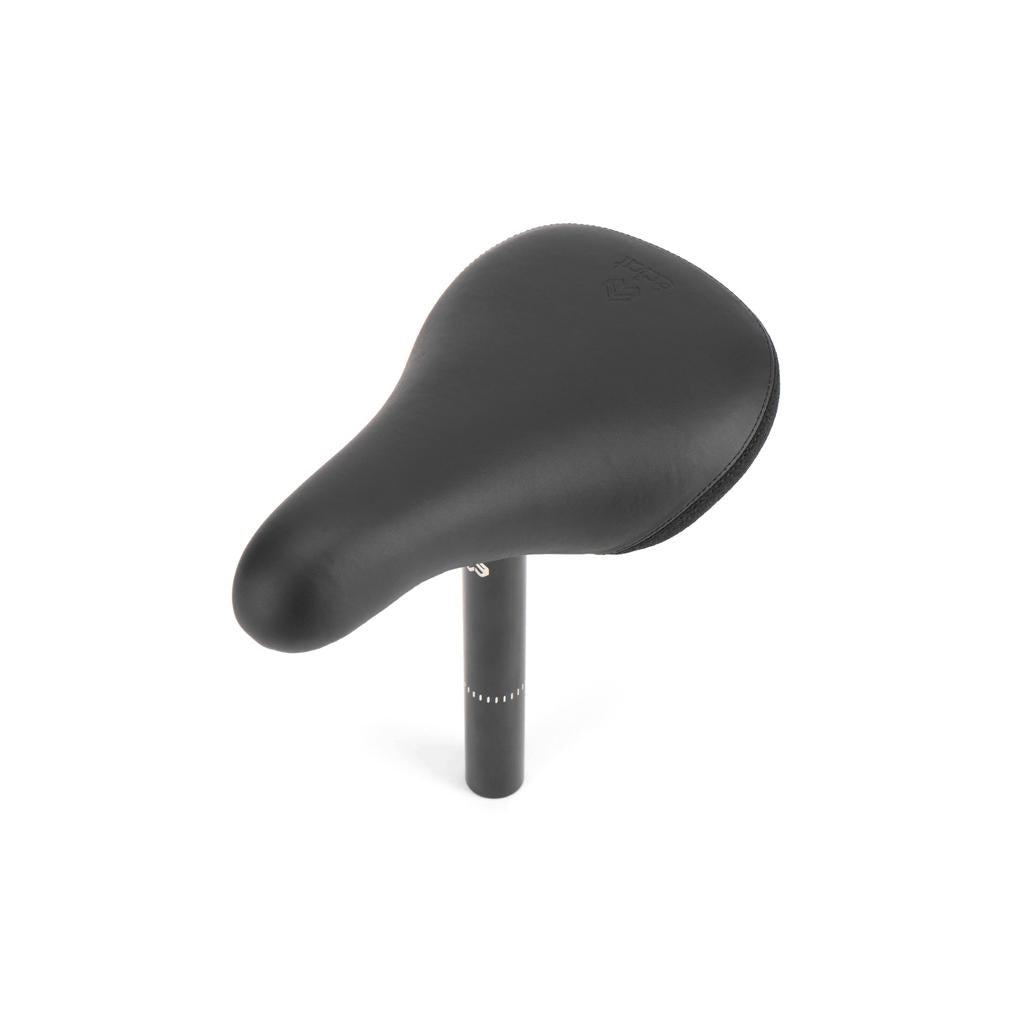The Eclat Combo V2 Seat, a lightweight black seat with an attached seat post, is shown isolated on a white background.