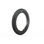 The Family F641 16 Inch Tyre stands upright on a white background, featuring a knurled tread pattern suitable for BMX bikes and offering great value for money.