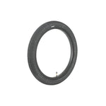 The Family F641 20 Inch Tyre is a black BMX tyre with a knurled tread, mounted on a metal rim with valve stem, offering excellent value and shown isolated on a white background.