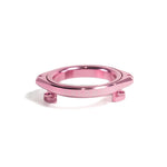 The Colony RX3 Rotary Gyro, a metallic pink CNC alloy bicycle gyro plate with a Nylon bushing bearing, is shown against a white background.