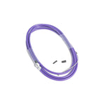 The Family Slick Brake Cable is a coiled purple cable with Teflon lining, metal ends, and includes two small black components, all displayed on a white background.