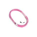 The Family Slick Brake Cable is shown coiled in pink with braided stainless housing and end caps, displayed on a white background.