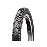 A single CST Trail C712 14 Inch Tyre with chunky tread and a silver rim stands upright against a white background, ideal as a versatile tyre for both road and dirt surfaces.