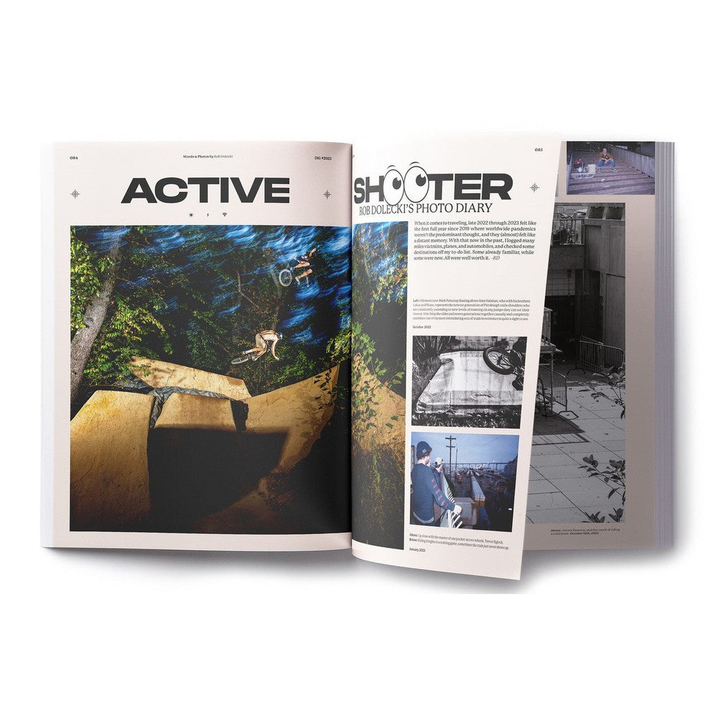 A magazine featuring a skateboarder in DIG Book 2023 - Photo Annual, captured by a BMX photographer.