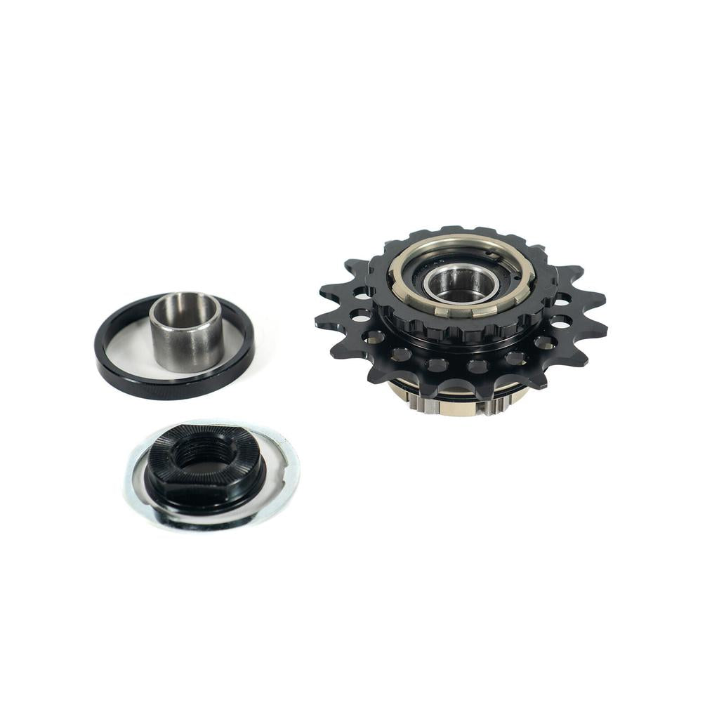 Colony Wasp Race/Trails Cassette Driver 14-tooth, including a metal spacer, a thin ring, and a lock nut with a washer.