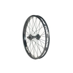 The Colony Contour X Wasp 20 Inch Front Wheel is a black BMX wheel with thick spokes, “COLONY” in white on the rim, and features a Wasp Front Hub for smooth rides.