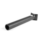 A Fit Bike Co Pivotal Seat Post, black and cylindrical with a flat rectangular end, rests on a white background. Its 25.4mm diameter suggests it’s designed for BMX seat setups.