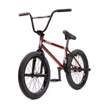 The Cult Dak X Eclat Custom 'Pat Freyne Signature' BMX bike, with a dark red frame and black handlebars, seat, and tires, is displayed from the front on a white background.