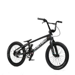 The Meybo HSX Carbon Pro XXL Race Bike is a black BMX bicycle with a matte finish, thick tires, and a straight handlebar, photographed on a white background, featuring high-quality BMX components for enhanced performance.