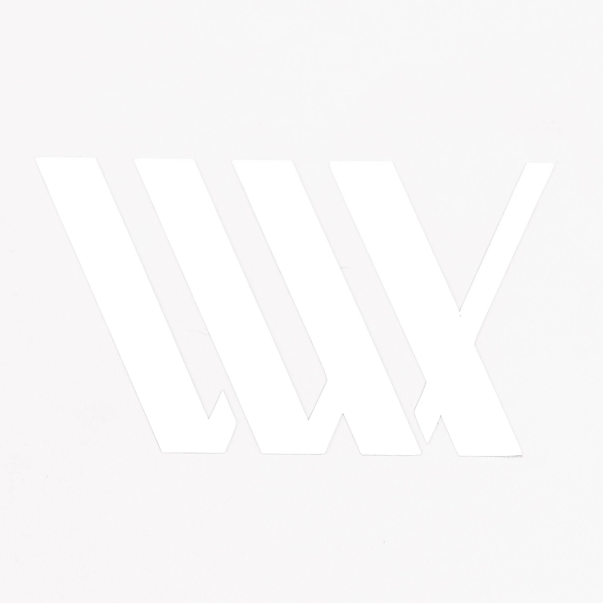 The LUXBMX Vinyl Transfer Sticker - White features bold geometric "W" shapes on a clean white background—ideal for adding unique style to your bike or showing off as a standout cycling accessory.
