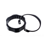 The Eclat Pulse V2 Spline Ring & C Clip includes a black plastic circular tool with a grooved interior and a thin metal lock ring, ideal for 36mm Pulse Cassette SDS hubs or as a replacement hub accessory.