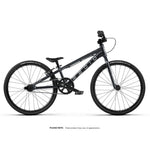 Side view of the lightweight Radio Xenon Mini Disc 20 Inch Bike, featuring large wheels, flat handlebars, a padded seat, and a hydroformed 6061-T6 alloy frame, shown on a white background.