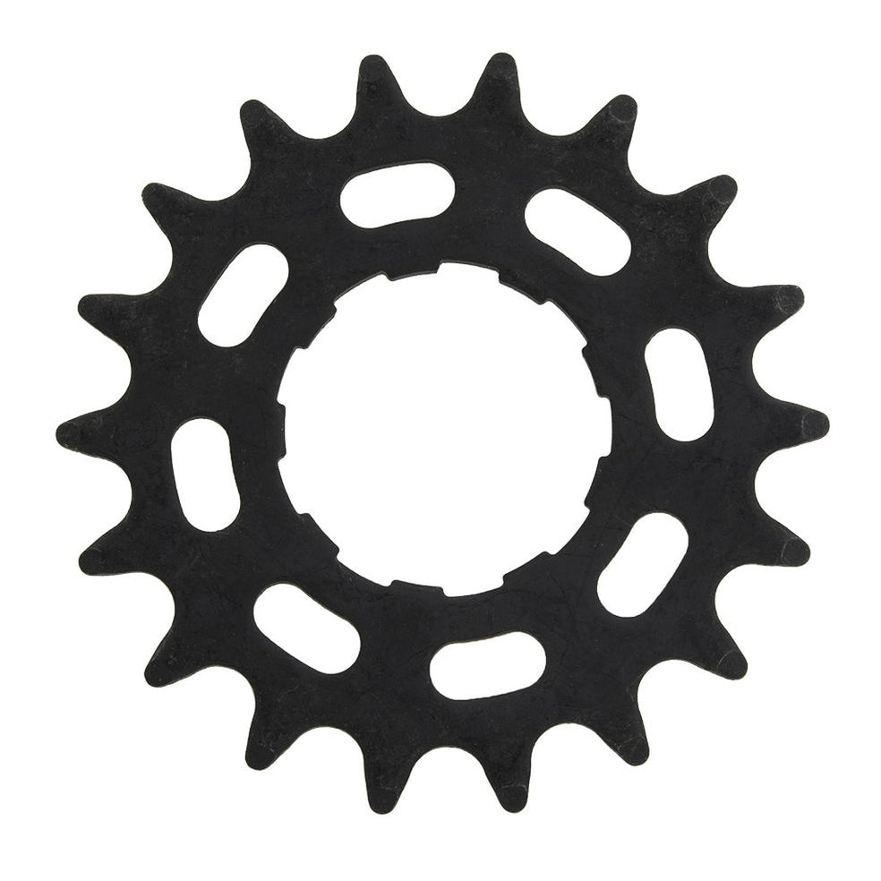 Black metal Excess Steel Cog 3/32 Shimano Fitment bicycle sprocket isolated on a white background.