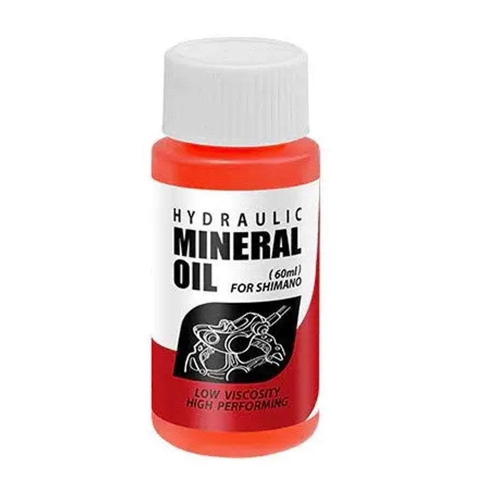 EZ MTB Mineral Oil Brake Fluid, in a 60ml red bottle, is designed for Shimano and Magura systems, featuring low viscosity and high performance.