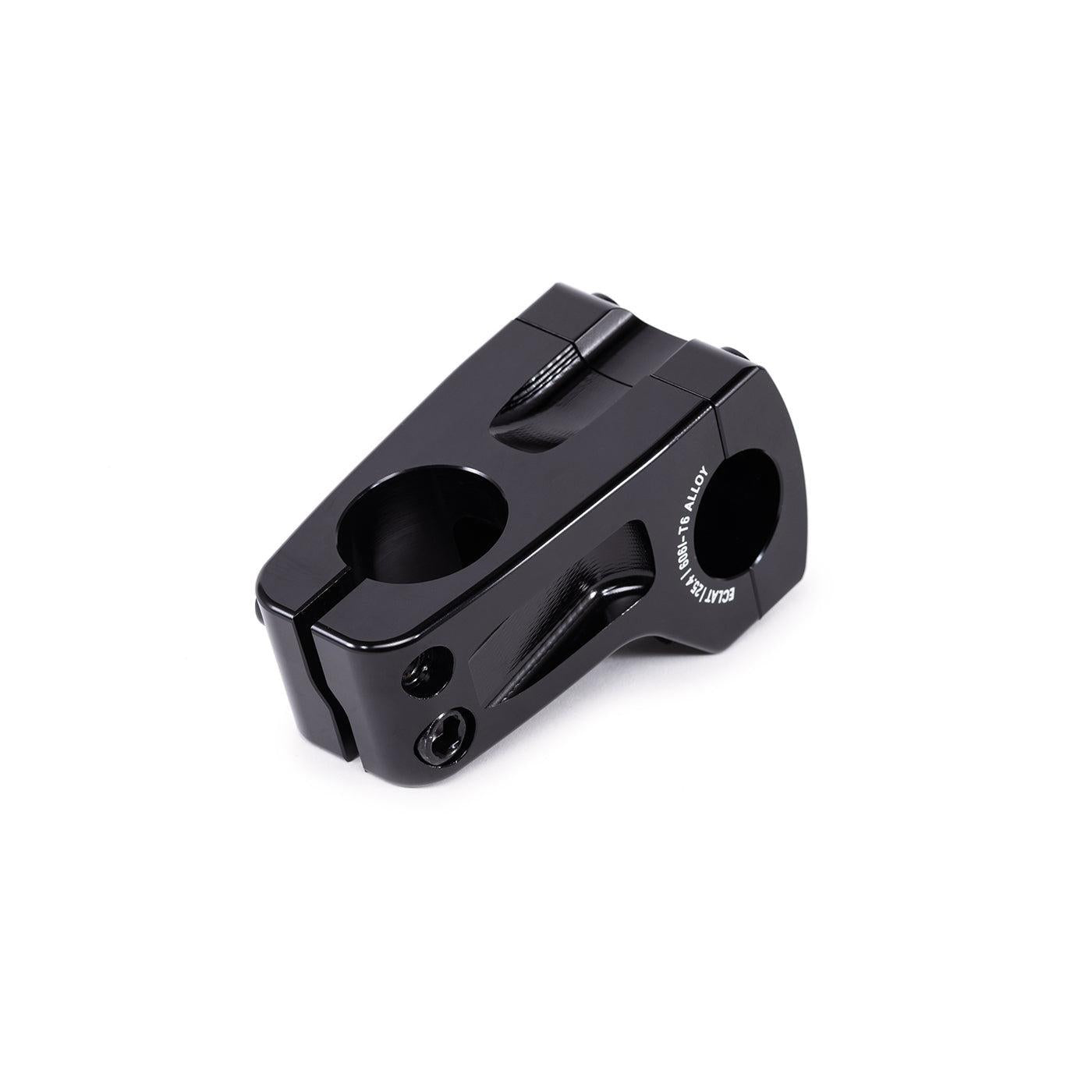 The Eclat Domain OS Front Load Stem (25.4mm clamp) is a black, CNC-machined metal BMX stem with visible bolts and engraved branding, featuring an oversized front load design on a plain white background.